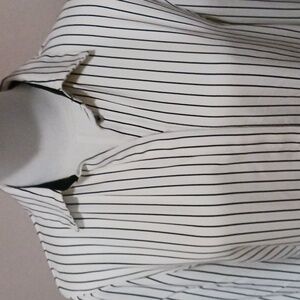 Jones New York Black and White Striped Button Down Shirt